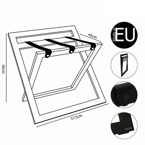 COMPACT Дървена сгъваема поставка за багаж с текстилни ленти