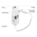 KENDAL Хотелски сешоар за коса 1600W за монтаж на стена