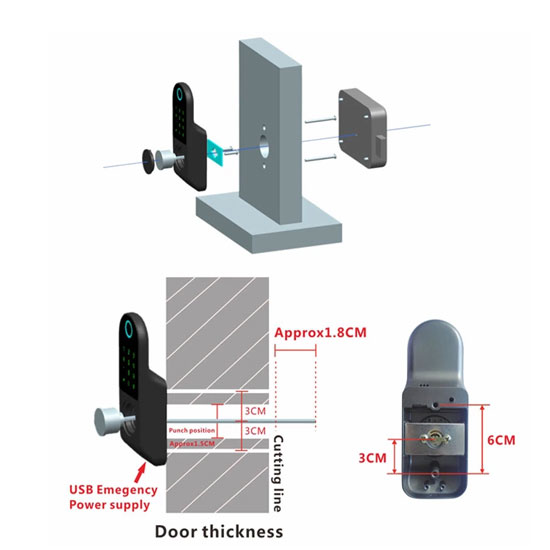 WIFI eлектронна брава с  пръстов отпечатък, код и четец