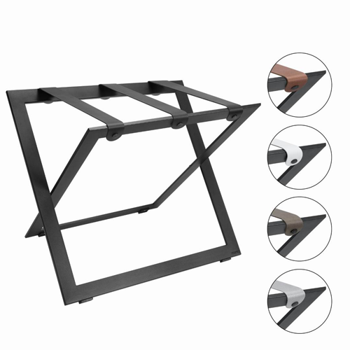 COMPACT M LS Steel foldable luggage rack with leather straps