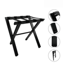 CLASSIC Black wooden folding luggage rack with textile straps